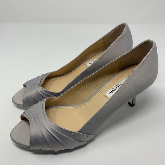 Nina Chezare Satin Peep Toe Pumps - Picture 5 of 7